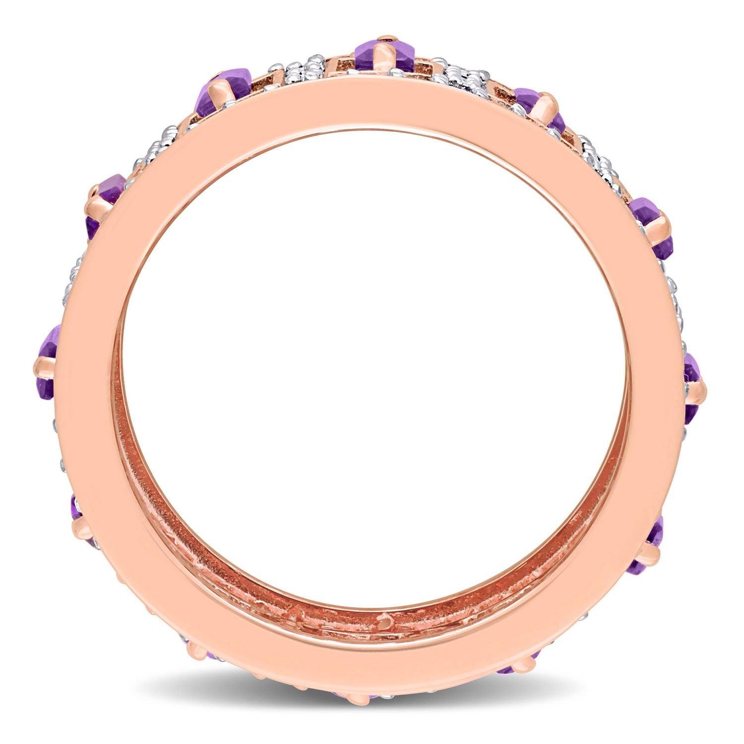 Miabella 2-4/5 Carat T.G.W. Amethyst and White Topaz Rose Rhodium Plated Sterling Silver Eternity Band