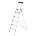 thumbnail image 1 of Hailo Folding Step Stool, 5 Step Ladder with Tray, L60, Silver, 1 of 7