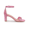 thumbnail image 3 of BLISSFUL STEP Women's Shoes Glitter Ankle Strap Block Heel Prom Sandals Pink 9, 3 of 7