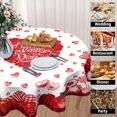thumbnail image 2 of Valentines Day Tablecloth Round 60 Inch Red Heart Love Turck Table Cloths Circle Red and Back Plaid Table Cover Washable Wipeable Polyester Tabletop for Dining Kitchen Picnic Party Decor, 2 of 6