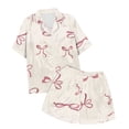 thumbnail image 4 of Hiiyo 2 Piece Pajamas for Girls Bow Print Short Sleeve Button Shirt Shorts Pajama Set, 4 of 4