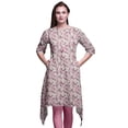 thumbnail image 1 of Bimba Feuilles Roses et Cardamine Floral Kurtas pour Femmes Ethnique Imprimé Asymétrique Hauts d'Été pour Femmes Petit, 1 of 6