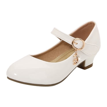 Kcodviy Girls High Heeled Shoes Girls Slides Size 3 Princess Shoes Primary School Toddler Leather Sandals Students Shoes Children Leather Toddler Girls Sandals Size 11 Shoes Dress Shoes
