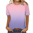 thumbnail image 4 of Timegard Hauts d'Été pour Femmes Col Rond Manches Courtes Couleur Dégradée Blouse Confortable Décontractée Ample Hauts, 4 of 5