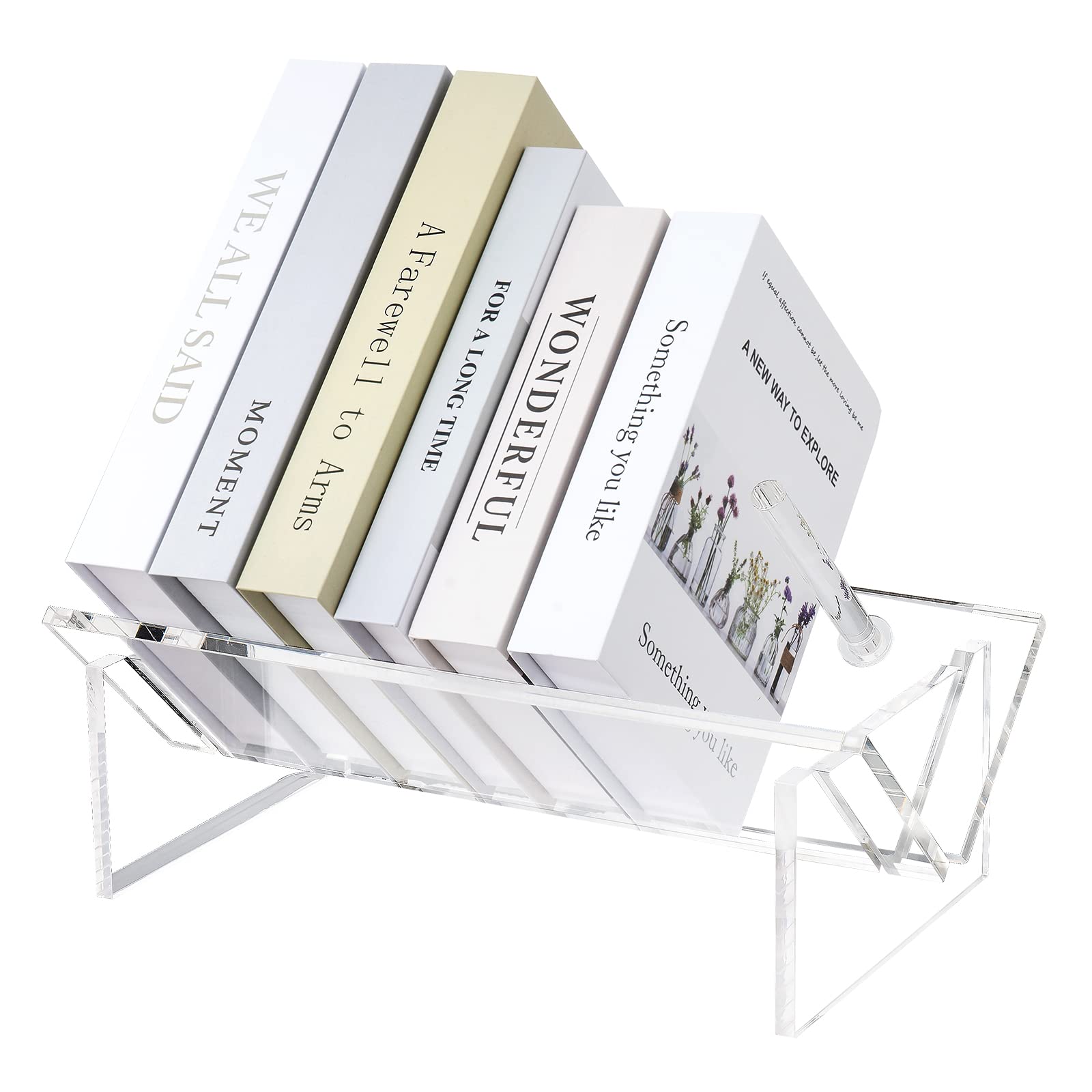 Sumerflos Acrylic Desktop Bookcase, Book Storage Organizer Bookshelves, Clear Mordern Tabletop Storage Rack for Office Home Shelf Display for Cd/Magazine/Book - Clear