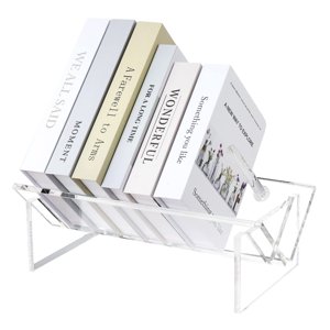 Sumerflos Bibliothèque de bureau acrylique, étagères d'organisateur de stockage de livres, rack de rangement de table Morderen pour écran de plateau de bureau pour Cd/Magazine/Book - Effacer