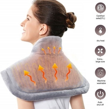 Electric Large Heating Pad Blanket Portable Shoulder Neck Back Heating Shawl Wrap Pain Relief Temperature Controller