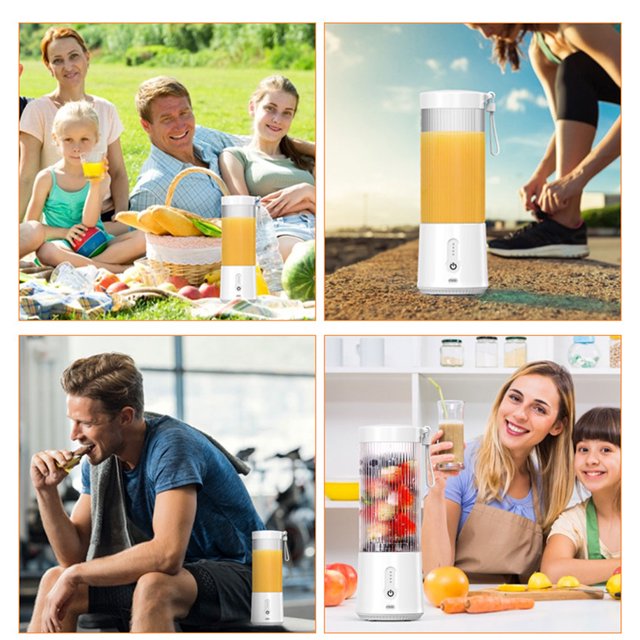 Ruiboury Portable 500ml Electric Juicer Rechargeable Juice Maker Fruit Vegetable Extractor Mixer Blender Machine Kitchen White