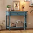 thumbnail image 2 of Gymax Table Console Rétro 36 Pieds'L Table d'Entrée en Bois avec Tiroir de Rangement et Tablette Ouverte Bleu, 2 of 9