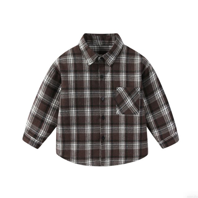 Tranfacy Chemises à Carreaux à Boutons pour Enfants à Manches Longues Col Rabattu Manteau d'Automne et Couche de Base
