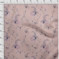 thumbnail image 3 of oneOone Polyester Spandex Peach Fabric Floral & Peacock Sewing Craft Projects Fabric Prints By Yard 56 Inch Wide, 3 of 4