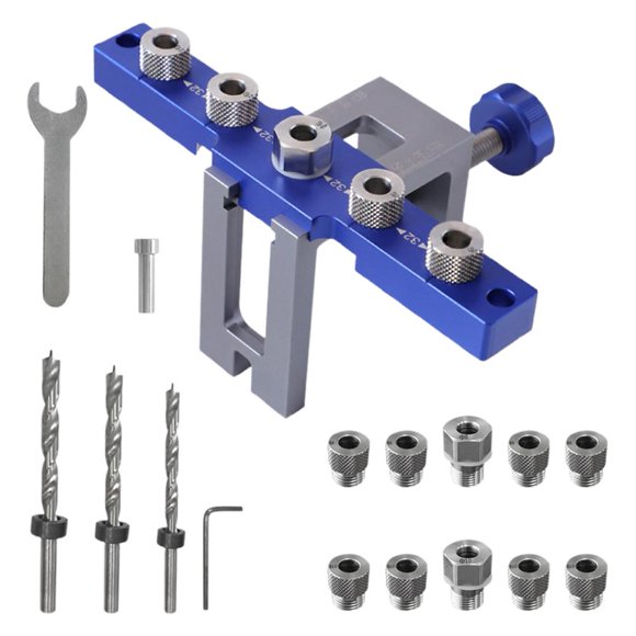 5-Holes Dowel Jig Kit Aluminum Doweling Jig Straight Holes Drill Guide Loca