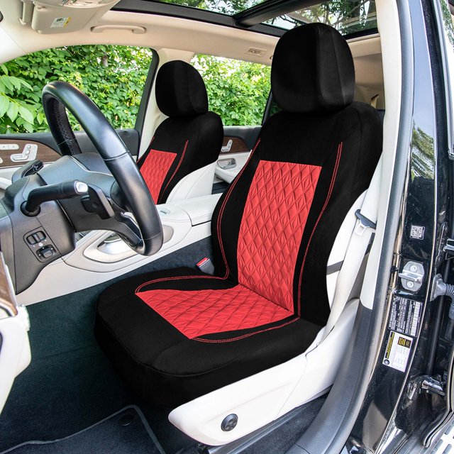 Universal Fit Car Seat Cover – Full Set of Automotive Seat Covers, Diamond Stitched Flat Cloth Cloth Seat Protector for Cars, Trucks, SUVs and Vans, Washable Seat Cover