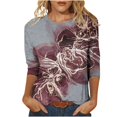 thumbnail image 2 of Hauts Décontractés pour Femmes T-shirt Imprimé Tendance pour Femmes Blouse à Manches 3/4 Col Rond Hauts Décontractés Tuniques pour Femmes Manches 3/4 en Liquidation, 2 of 4