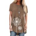 thumbnail image 1 of Innerwin T-Shirt Col Rond Femme Tee Vêtements de Détente Manches Courtes Hauts Décontractés Kaki G, 1 of 2