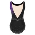thumbnail image 4 of RUNQHUI Ladies Rhinestones Rhythmic Gymnastics Leotard Sleeveless Ballet Bodysuit Figure Skating Purple XL, 4 of 7