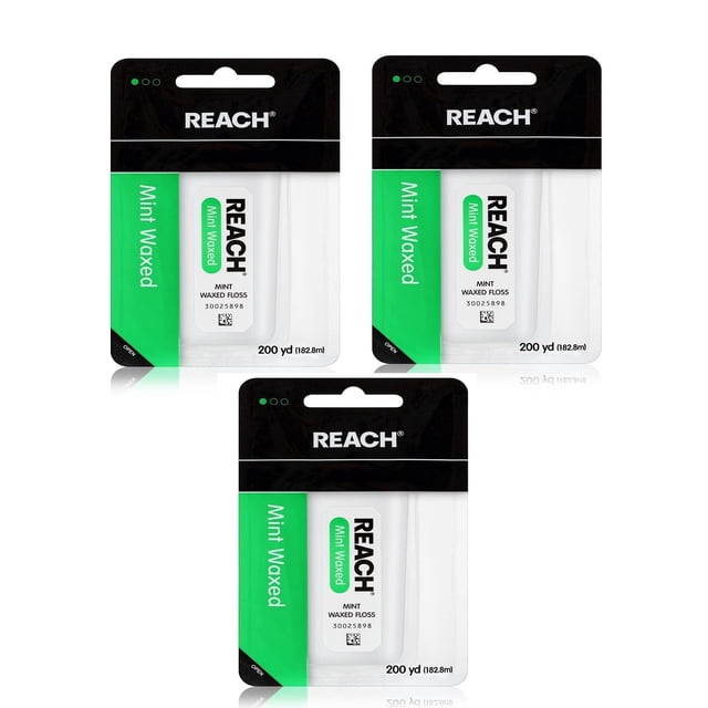 Reach Fil Dentaire Ciré à la Menthe, 200 Yd (Lot de 3)