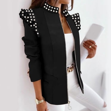 QIPOPIQ Cardigan pour Femmes à Manches Longues Bouffantes à Fermeture Éclair, Léger, Veste à Fermeture Éclair, Liquidation