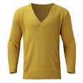 thumbnail image 1 of MIASHUI Men's Fall Winter Pullover V-Neck Solid Color Cardigan Knit Shirt Jacket Long Sleeve Comfort Yellow,L, 1 of 5