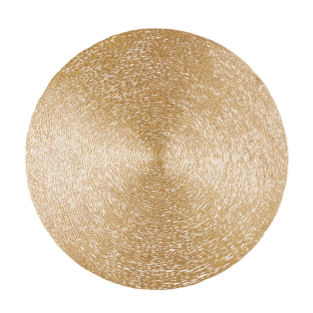 Holiday Time Maison De Noel Collection Woodgrain Molded PVC Round Placemat, Gold, 15" Round