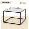 thumbnail image 3 of Gymax Table Basse en Verre 27,5 Pouces Moderne Carrée Cadre en Métal Salon Transparent et Gris, 3 of 10