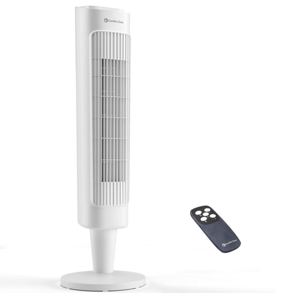 Comfort Zone Ventilateur Tour Oscillant de 36 Pouces avec Télécommande – Ventilateur de Refroidissement Silencieux pour Chambre et Bureau, 3 Vitesses et 3 Modes