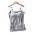 thumbnail image 2 of CAROOTU Femmes Camisole de Coton avec Soutien-Gorge Étagère Réglable Spaghetti Sangle Débardeur Cami Réservoirs, 2 of 6
