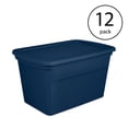 thumbnail image 2 of Sterilite Classic Bac de Rangement Empilable avec Couvercle de 30 Gal, Bleu, Lot de 12, 2 of 5