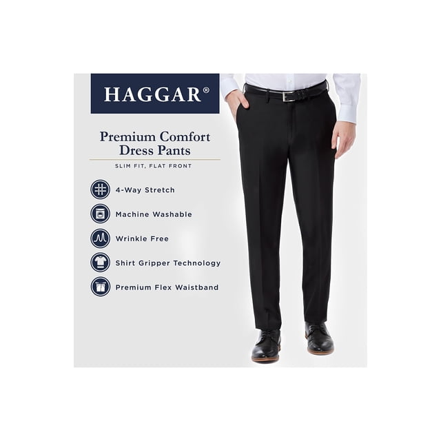 Haggar Pantalon Habillé pour Homme, Coupe Droite, devant Plat, Confort Supérieur