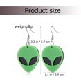 thumbnail image 3 of CIMAXIC Creative Novel Earrings Exaggerated Alien Acrylic Ear Drop Personalized Ear Dangle (Green),2.24"X1.14"X0.2", 3 of 4