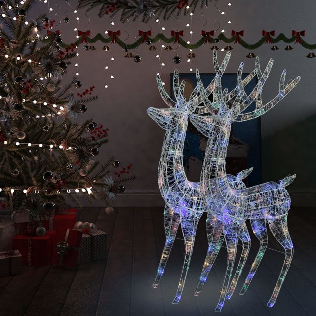 vidaXL TTG Rennes de Noël en Acrylique 250 LED 2 Pcs 180 cm Multicolore