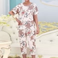 thumbnail image 2 of Pisexur Ensembles de Pyjama pour Femmes 2 Pcs Boho à Imprimé Floral Chemises de Nuit en Coton pour Femmes Décontractées Col Rond T-Shirts à Manches Courtes Hauts et Pantalons de Détente Longueur Genou Pyjamas Grande Taille pour Femmes Ensemble TG-4TG, 2 of 3