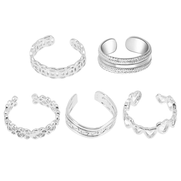 CHOK 5 Pcs Silver Rings Adjustable Toe Creative Decoration Personalized Women‘s