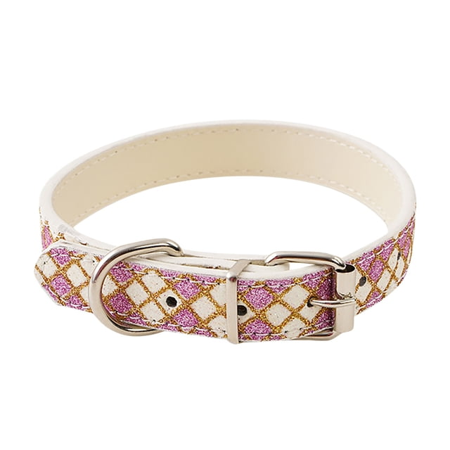 Reflective Instagram Wind Leather Check Pet Collar for Cats and Small Dogs with Glowing Light Ring