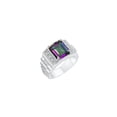 thumbnail image 3 of RYLOS Men's Rings 14K White Gold Designer Style 10X8MM Emerald Cut Shape Gemstone & Diamonds Alexandrite June Birthstone Rings For Men Size 10, 3 of 4
