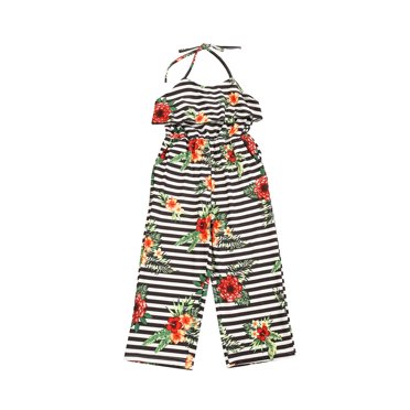 SUNSIOM Combinaison à Rayures pour Filles, Imprimé Floral, Élégante