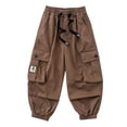 thumbnail image 1 of Spring Saving! HVOBTTY Kid's Long Straight Leg Cargo Pants, Children's Pants Spring Product Solid Color Work Pants with Multiple Pockets Loose Pants for Boys and Khaki, 7 Years, 1 of 4