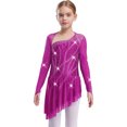 thumbnail image 1 of RUNQHUI Robe de Patinage Artistique à Manches Longues pour Filles, Scintillante, Dos Nu, Danse Lyrique Moderne, Rose Vif, 10, 1 of 5