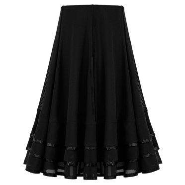 vastwit Jupe à Motif de Ballet Latin pour Filles Enfants Ballerine Jupe Longue Évasée Costume de Danse Lyrique Liturgique de Louange Noir 6