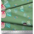 thumbnail image 3 of Soimoi Green Velvet Fabric Snowman & Tree Christmas Printed Fabric 1 Yard 58 Inch Wide, 3 of 5