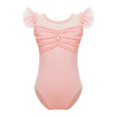 thumbnail image 1 of CHUANK Kids Girls Ballet Dance Gymnastics Leotard Tutu Ruffle Sleeve Ruched Mesh Bodysuit Ballerina Dancing Class Performance Dancewear, 1 of 6