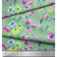 thumbnail image 2 of Soimoi Velvet Fabric Flower Watercolor Print Sewing Fabric Yard 58 Inch Wide, 2 of 3