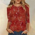 thumbnail image 1 of Hauts pour Femmes Décontractés Été Mode pour Femmes T-shirt Ample Imprimé Blouse à Manches 3/4 Col Rond Hauts Décontractés Hauts pour Femmes Aguichant Décontractés en Liquidation, 1 of 5