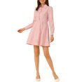 thumbnail image 4 of INSPIRE CHIC Robe pour Femme Manches Longues Col Rabattu Boutonnée Mini-Robe Chemise Florale L Rose, 4 of 6