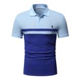 thumbnail image 2 of EGNMCR Men's Patchwork Button Turn-down Collar Short Sleeve Casual Blouse Shirt, 2 of 9