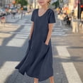 thumbnail image 2 of Tranfacy Robe d'Été pour Filles, Robe Maxi pour Jeunes Filles, Robe à Manches Courtes pour Fille, Robe de Princesse à la Mode et Mignonne, Robe Respirante Douce et Confortable, 2 of 4