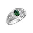 thumbnail image 3 of RYLOS Men's Rings Sterling Silver Rings Classic Designer Style 8X6MM Gemstone & Diamond Ring Green Sapphire September Birthstone Rings For Men Size 8, 3 of 7
