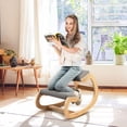 thumbnail image 4 of Gymax Ergonomic Kneeling Chair Wood Rocking Posture Stool w/ Cushion Back Neck Grey, 4 of 10