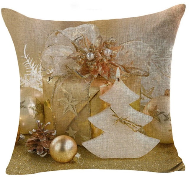 Housse de Coussin de Noël Décorative en Lin pour Canapé Lit Type 6