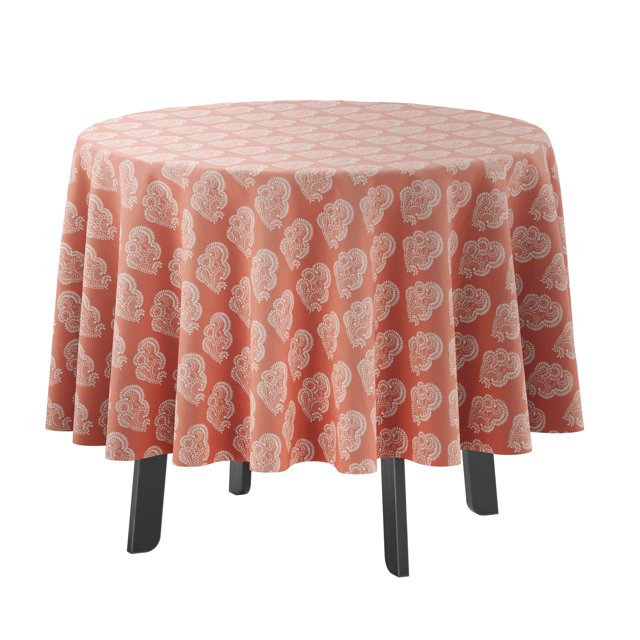 Vargottam Indoor/OutdoorRoundTablecloth 58 InchRoundTablecloth Waterproof PatioTableCloths- Spring/SummerTableCovers for Backyard CircularTable/BBQs/Picnic -Dark Peach